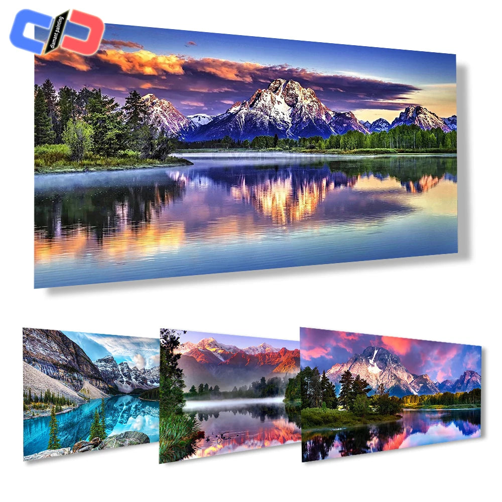 Set Diamond Painting – Peisaj Montan, Broderie 5D cu Diamante Pătrate