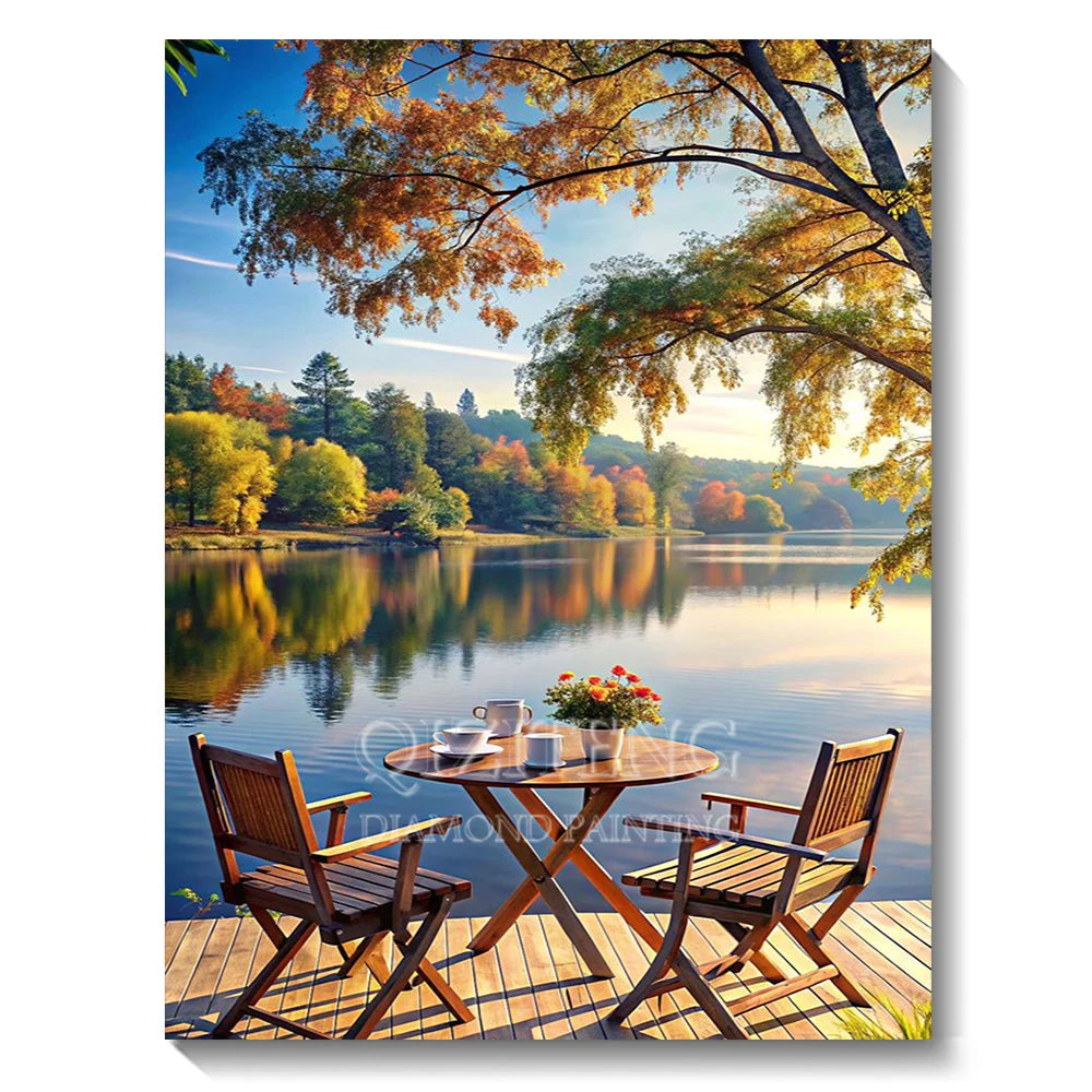 Set Diamond Painting – Cascadă și Apus de Soare, Peisaj Natură 5D