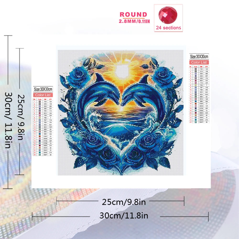 Set Diamond Painting – Delfin MomoArt, Broderie cu Diamante, Pătrat sau Rotund