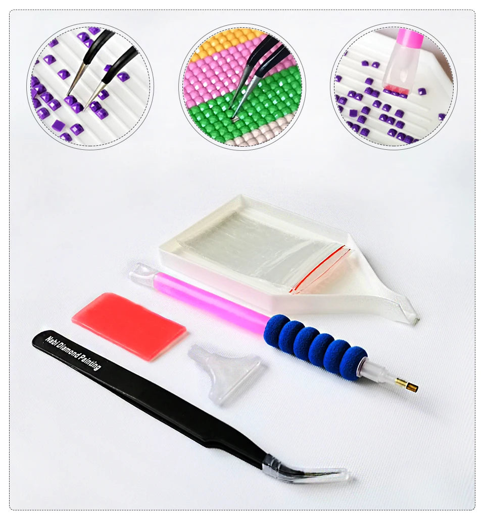 Set Diamond Painting – Peisaj de Iarnă cu Auroră, Mozaic Acrilic DIY