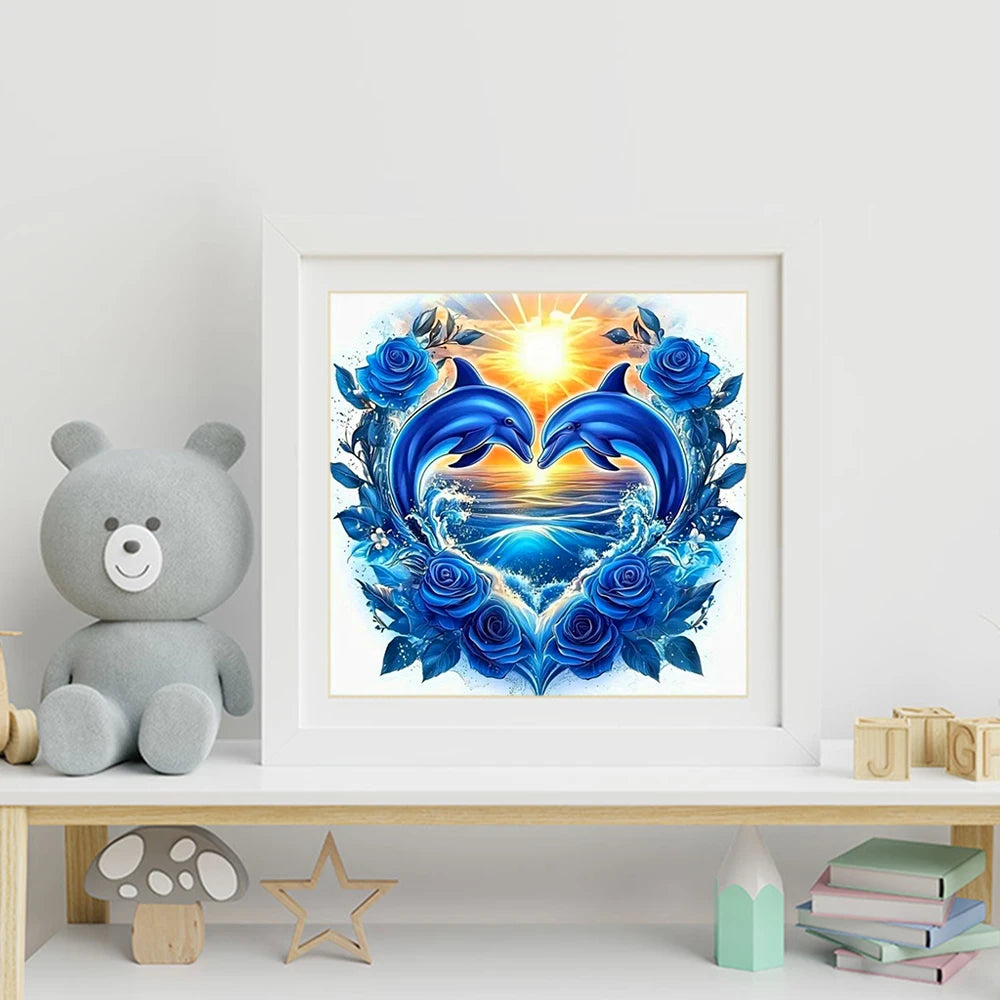 Set Diamond Painting – Delfin MomoArt, Broderie cu Diamante, Pătrat sau Rotund