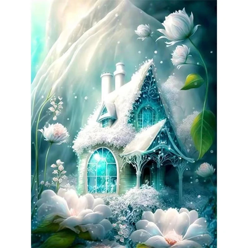 Set Diamond Painting – Castel Fantastic la Lumina Lunii, Peisaj DIY Decor Acasă