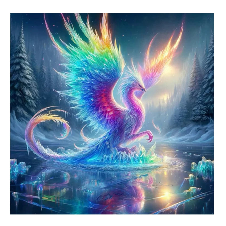Set Diamond Painting – Phoenix Curcubeu Magic, Mozaic 5D, Pătrat sau Rotund
