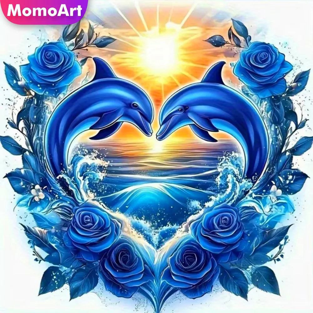 Set Diamond Painting – Delfin MomoArt, Broderie cu Diamante, Pătrat sau Rotund