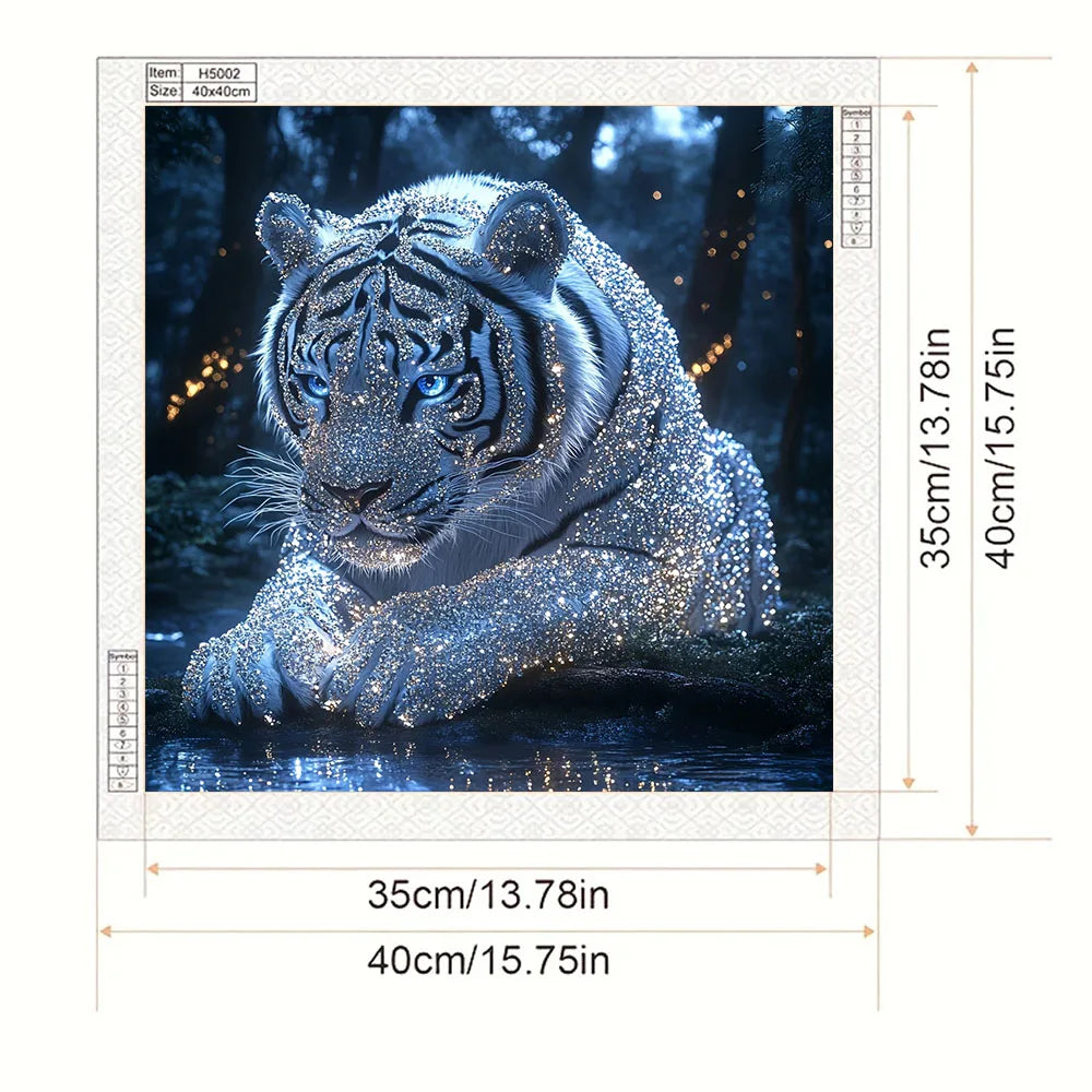Set Diamond Painting – Tigru în Pădure, Full Diamond Art, Stil Modern