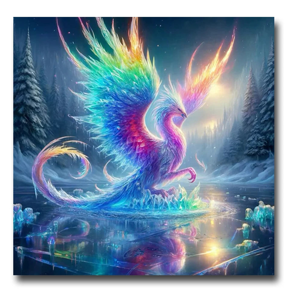 Set Diamond Painting – Phoenix Curcubeu Magic, Mozaic 5D, Pătrat sau Rotund