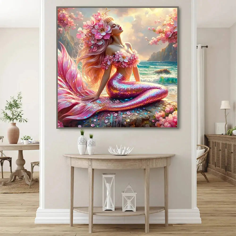 Set Diamond Painting-Portret Sirenă,Mozaic Rhinestone ,Decor  Acasă