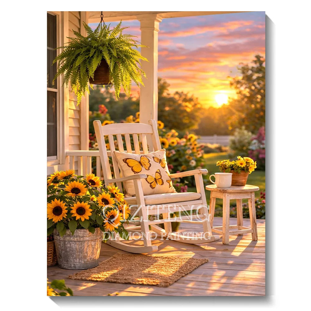 Set Diamond Painting – Cascadă și Apus de Soare, Peisaj Natură 5D